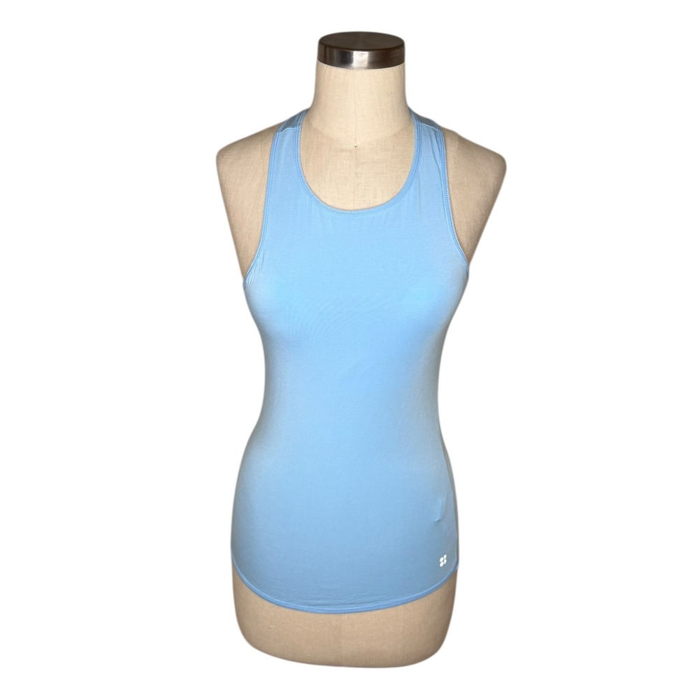 SWEATY BETTY Athlete Tank Top Blue Cross Back Activewear Women's Size XS‎